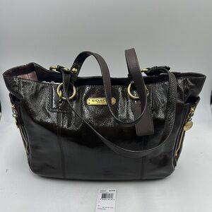 Coach Gallery Mahogany Brown Patent Leather Shoulder Tote F20431 MSRP $325 New